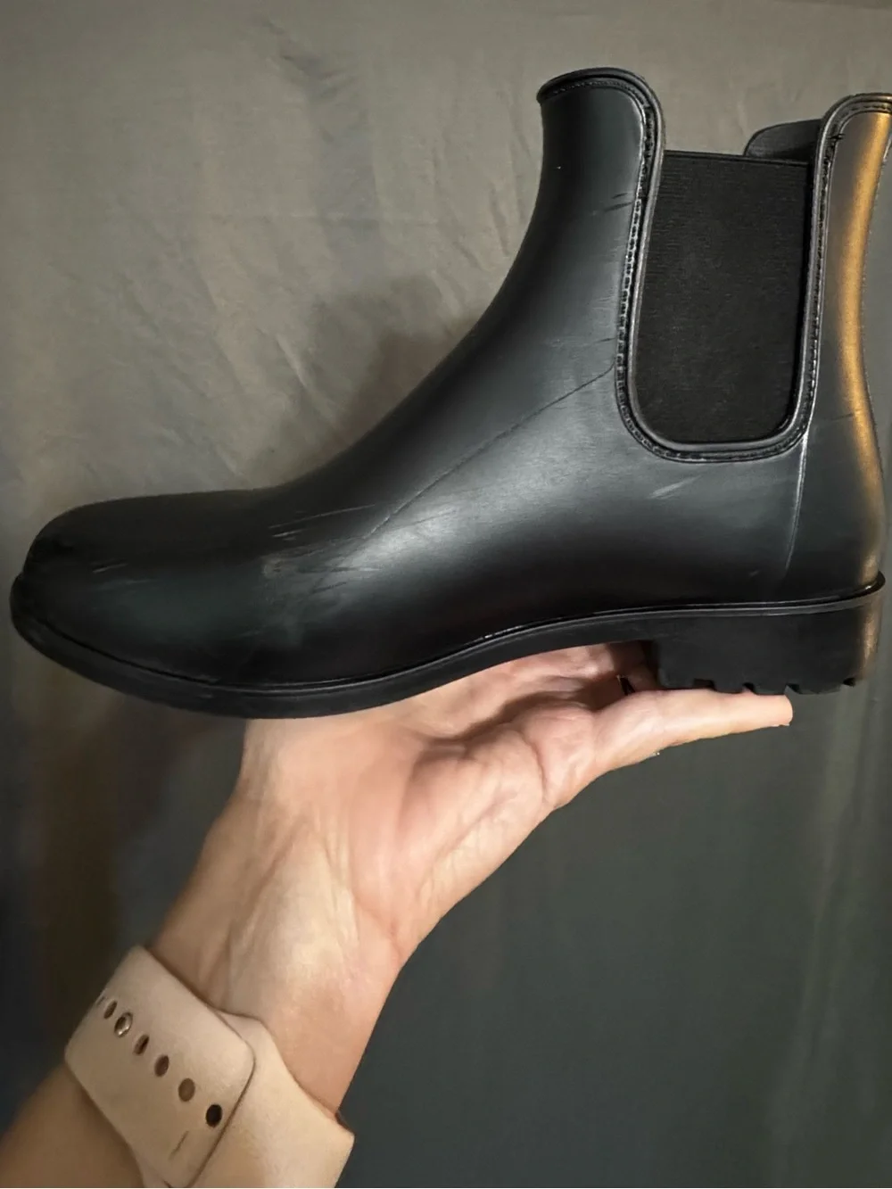 Women’s Black Chelsea Rain Boots - Slip-On Waterproof Ankle Boots